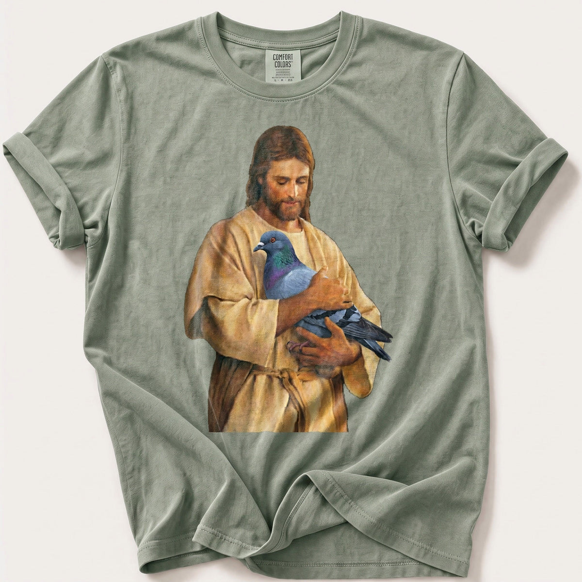 Christ With Pigeon 4 — Bay Comfort Colors tee