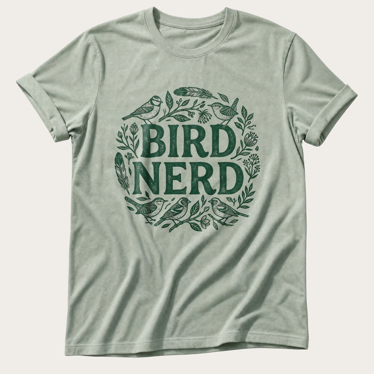 Floral Bird Nerd — Bay Comfort Colors tee