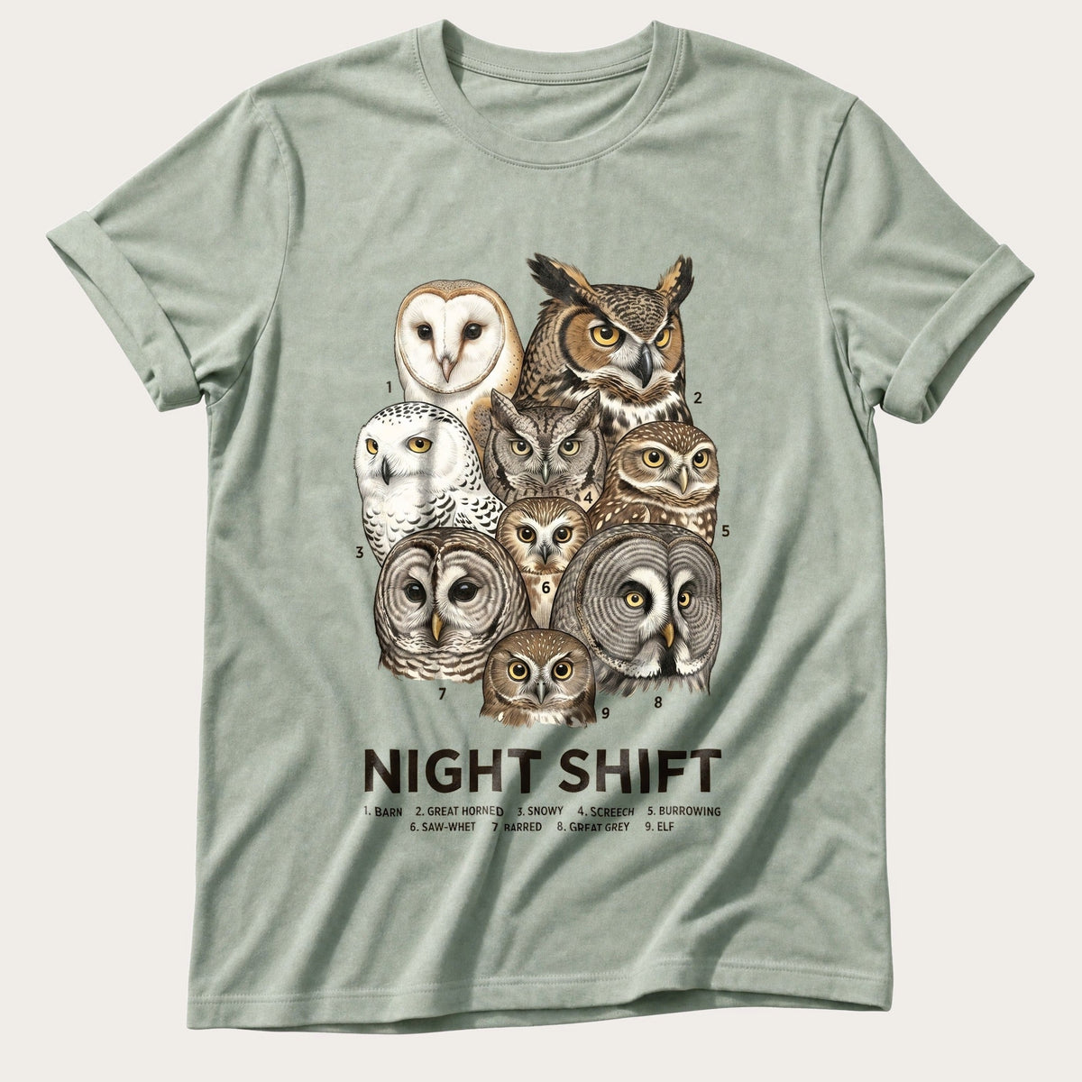 Night Shift Owls — Bay Comfort Colors tee