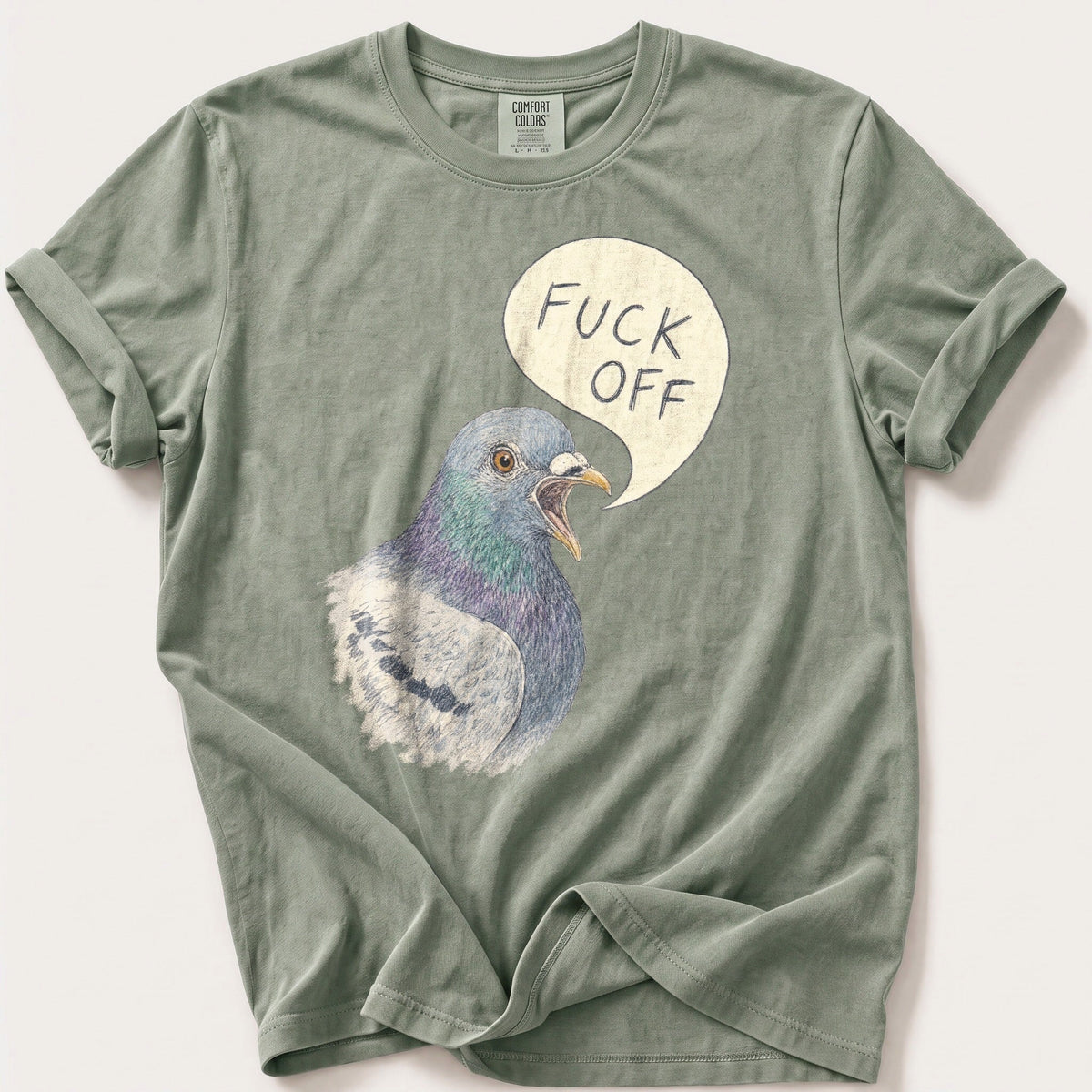 Pigeon With Opinions — Bay Comfort Colors tee