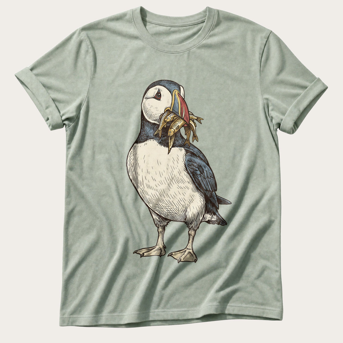 Puffin And Fish 12 — Bay Comfort Colors tee