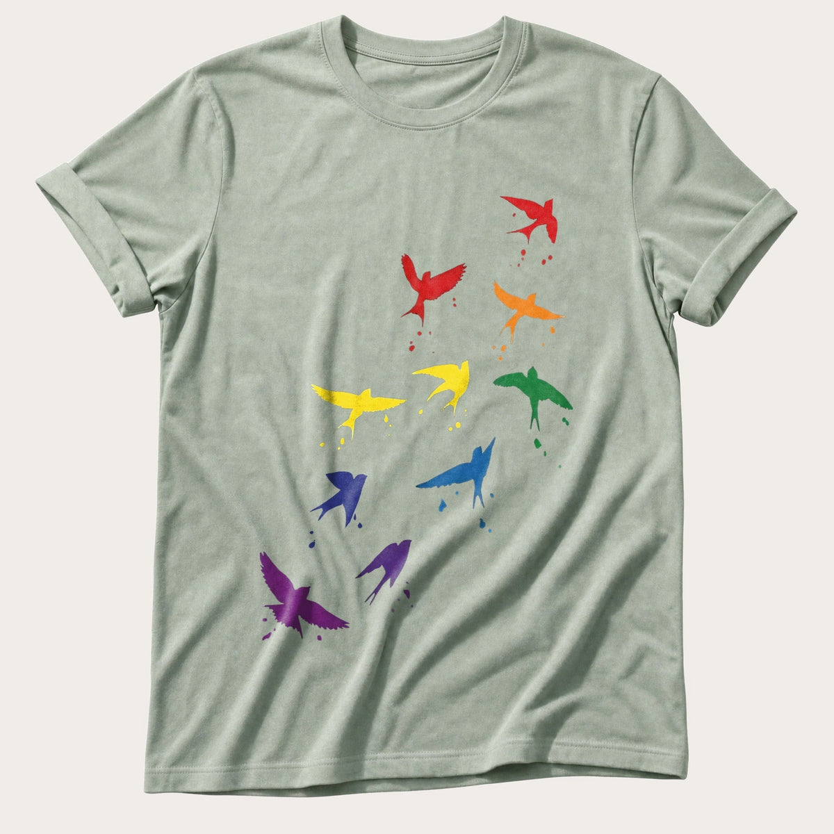 Rainbow birds — Bay Comfort Colors tee