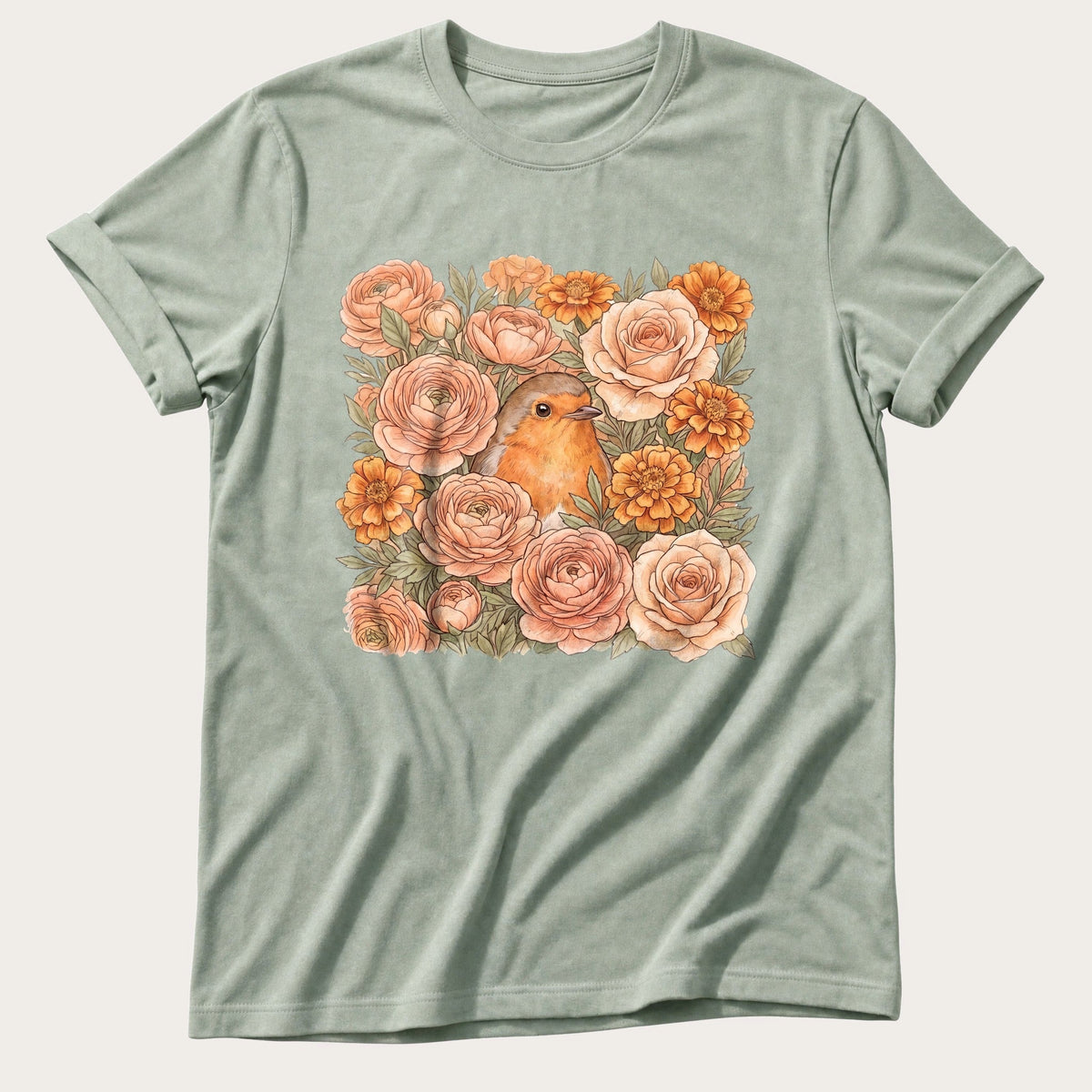 Robin Flower Bed 5 — Bay Comfort Colors tee