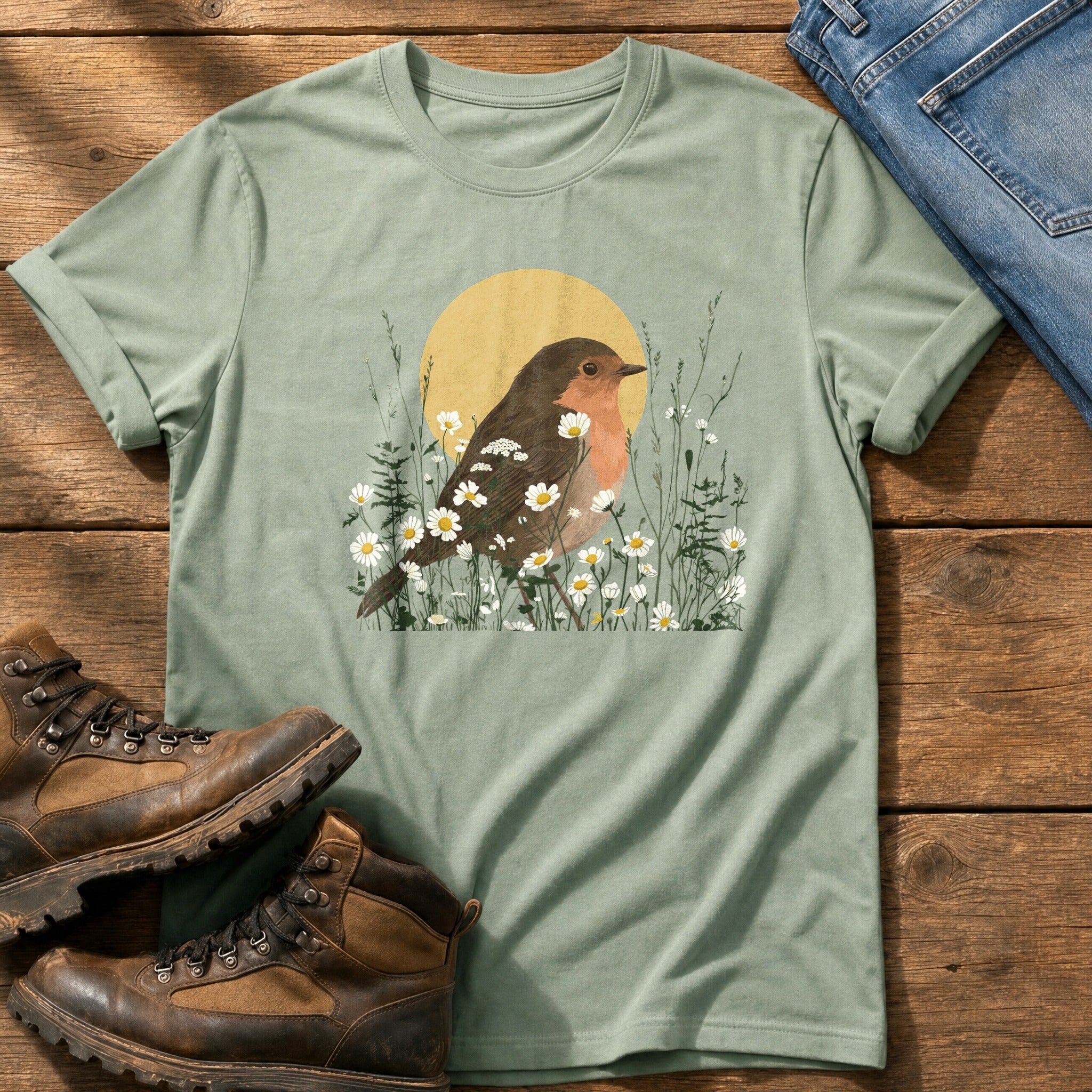 Robin Flower Bed — Bay Comfort Colors tee
