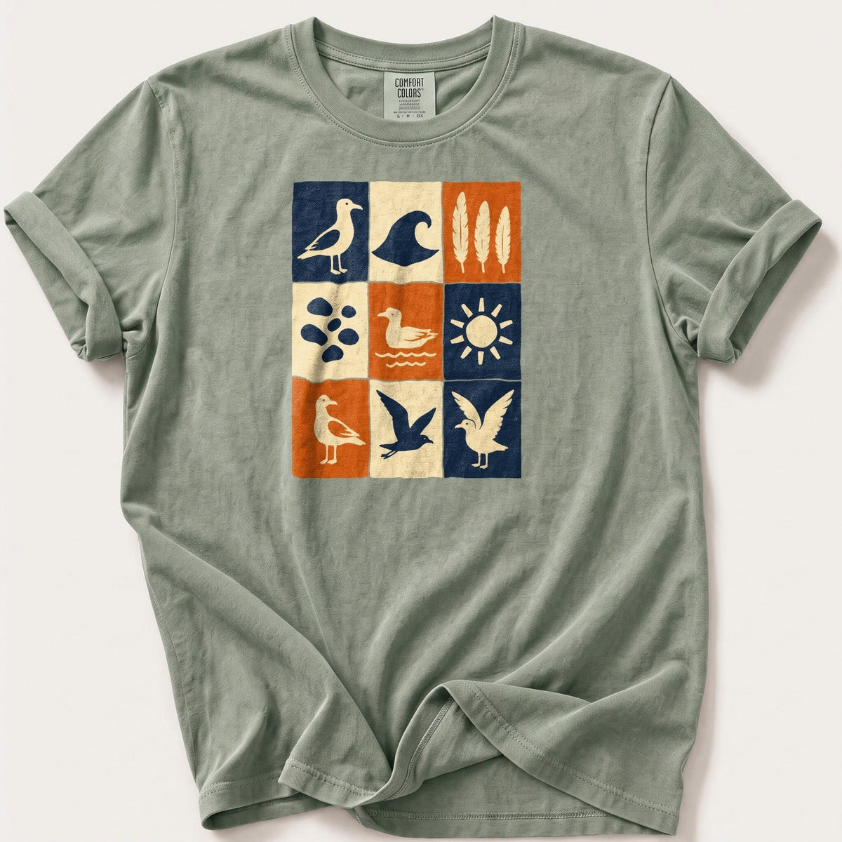 Seaside Block Print — Bay Comfort Colors tee