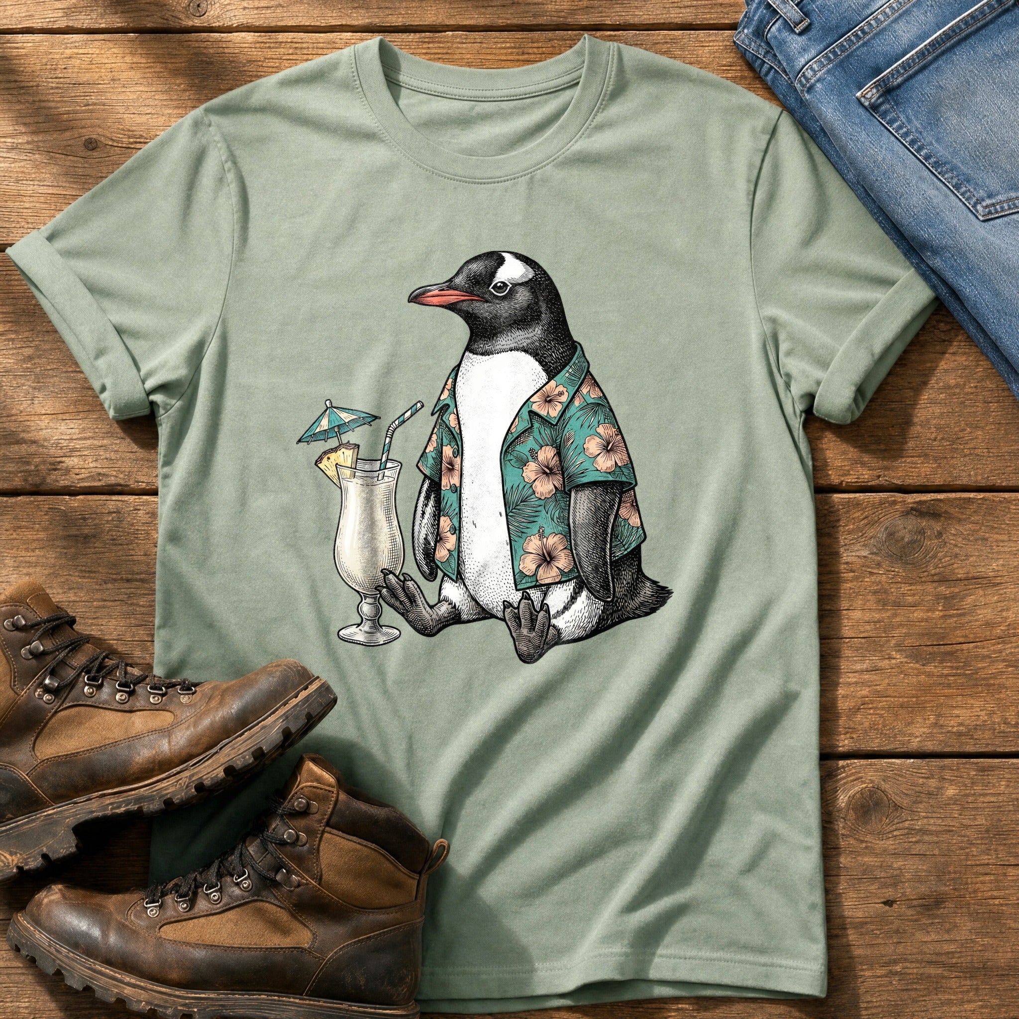 Tropical Penguin — Bay Comfort Colors tee