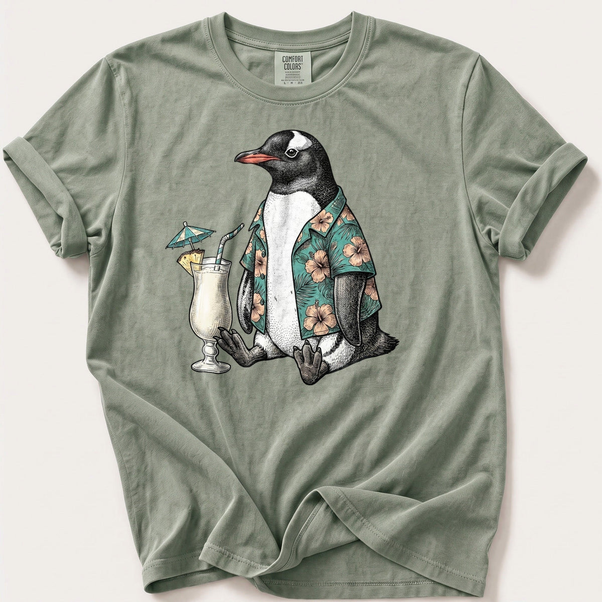 Tropical Penguin — Bay Comfort Colors tee