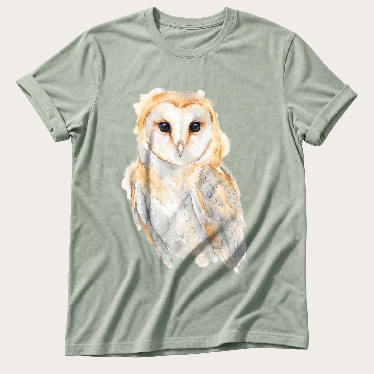 Watercolour Barn Owl — Bay Comfort Colors tee