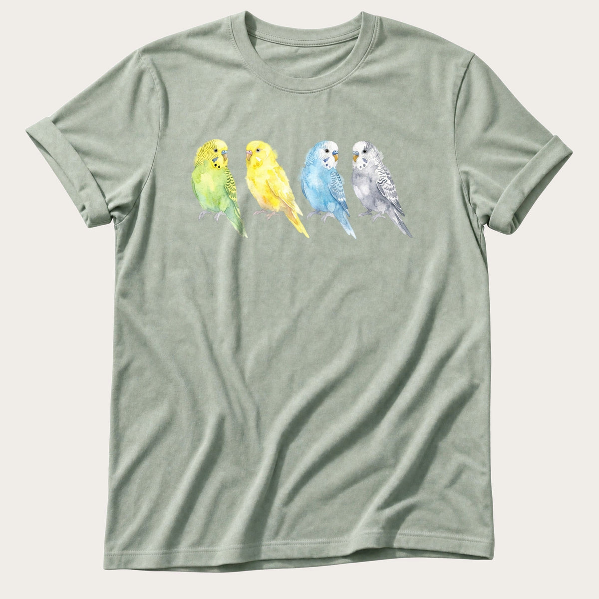 Watercolour Budgies — Bay Comfort Colors tee
