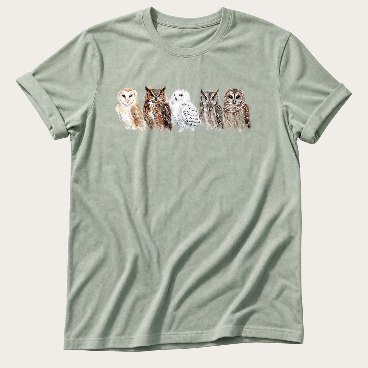 Watercolour Owls — Bay Comfort Colors tee