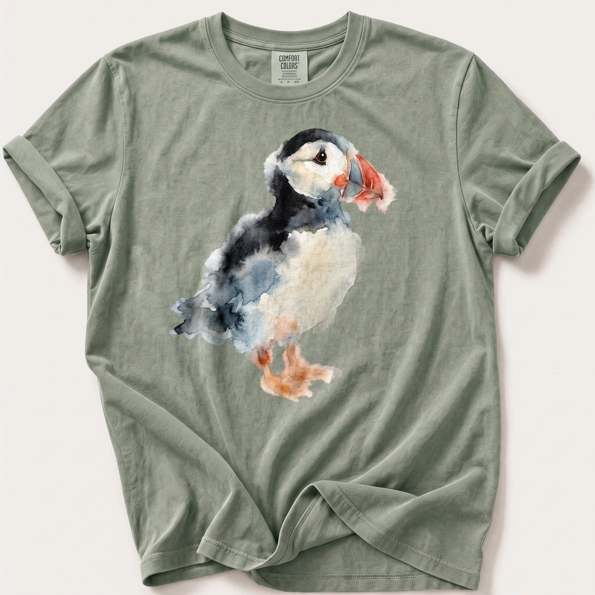 Watercolour Puffin — Bay Comfort Colors tee
