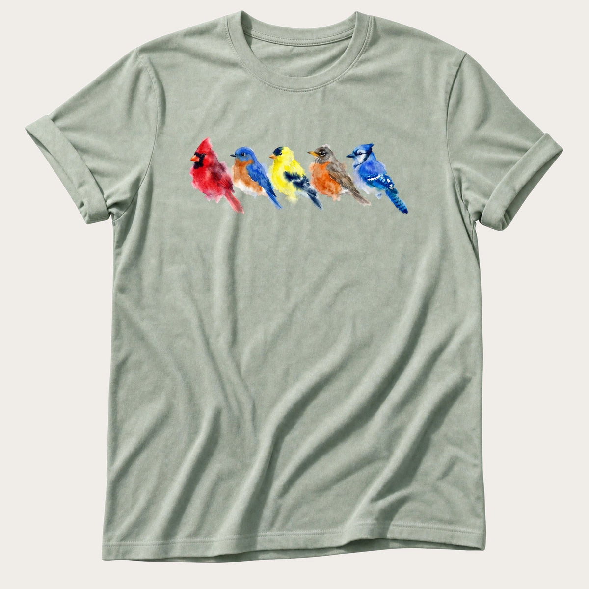 Watercolour Wild Birds — Bay Comfort Colors tee