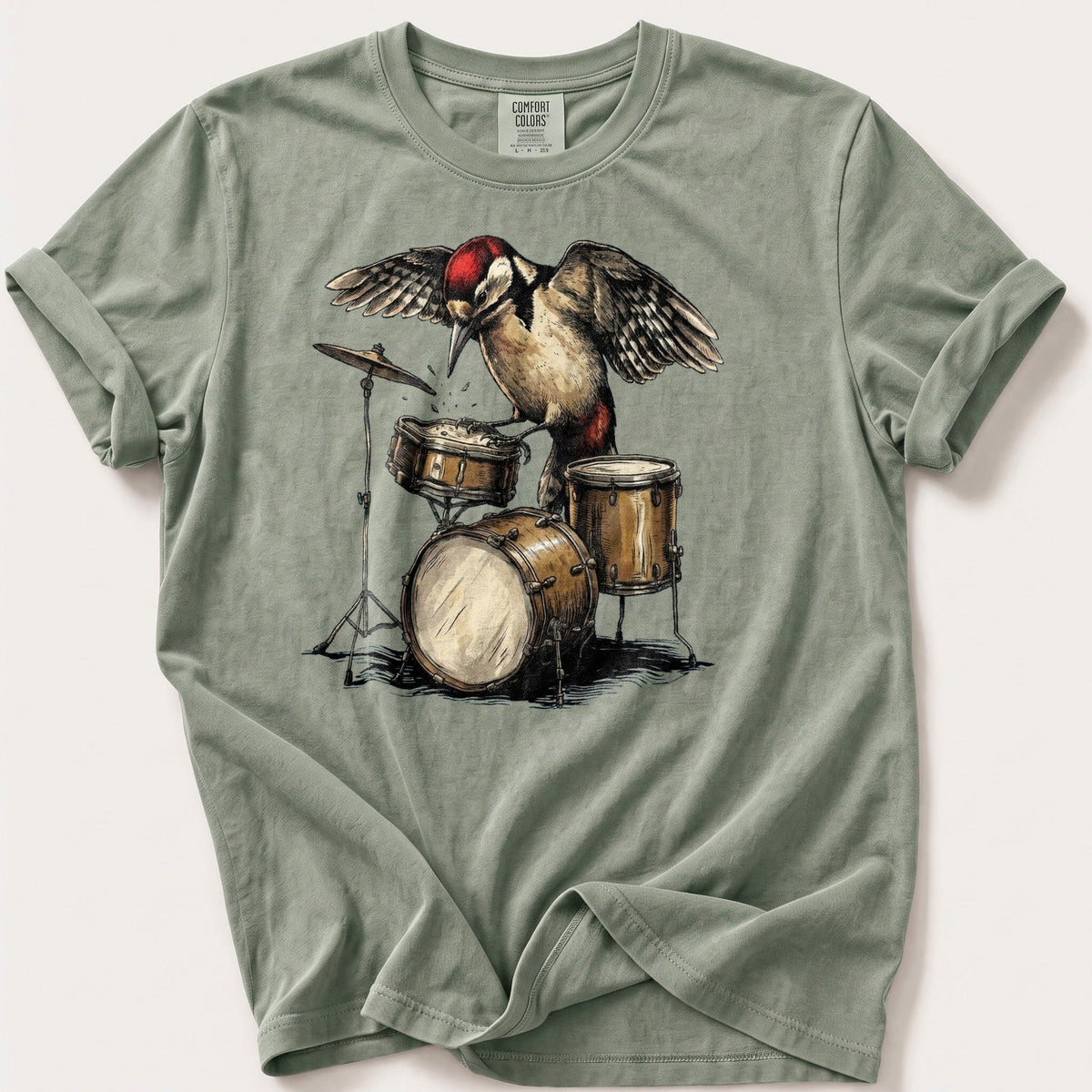 Woodpecker Drum Kit — Bay Comfort Colors tee