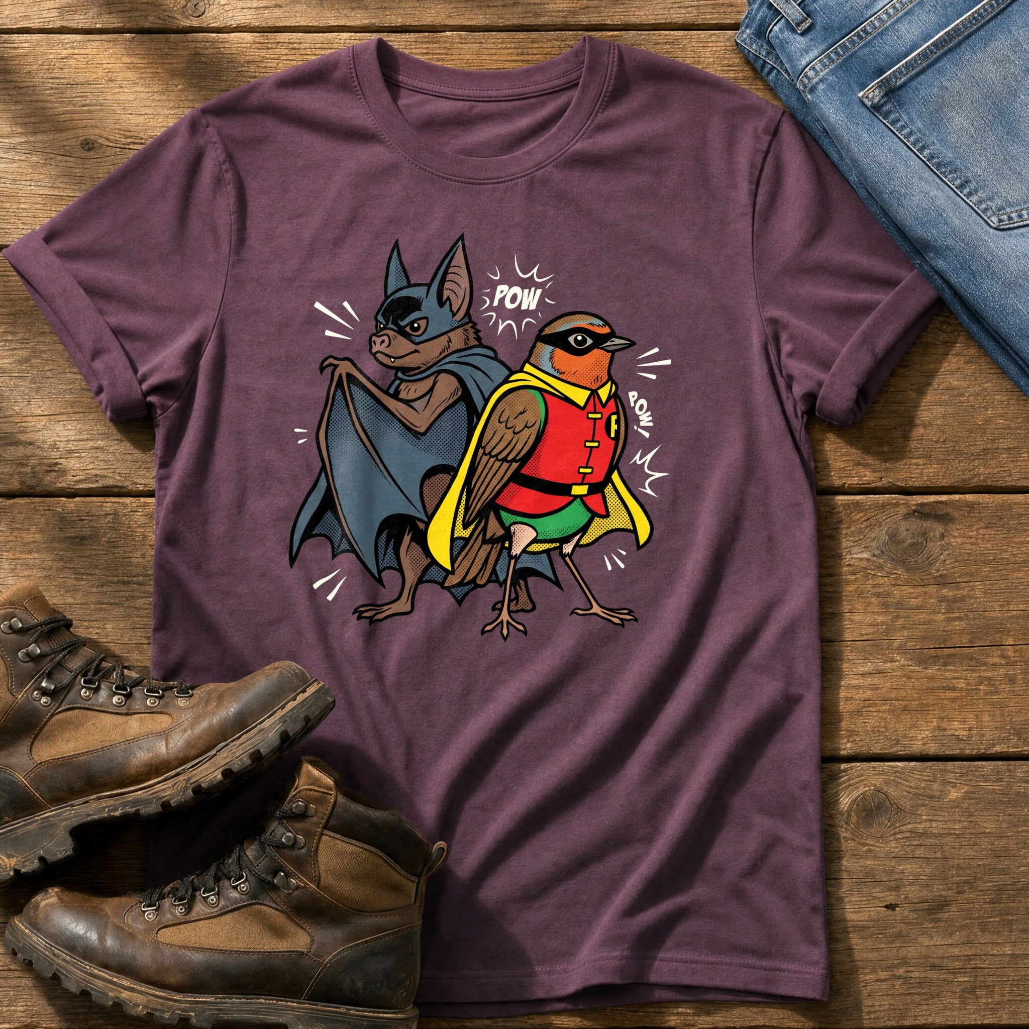 Bat N Robin 44 — Berry Comfort Colors tee