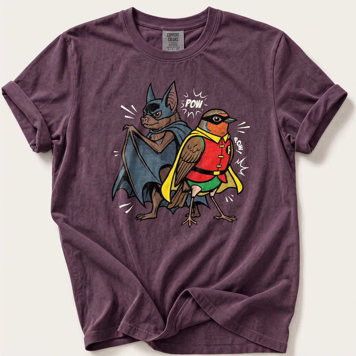 Bat N Robin 44 — Berry Comfort Colors tee