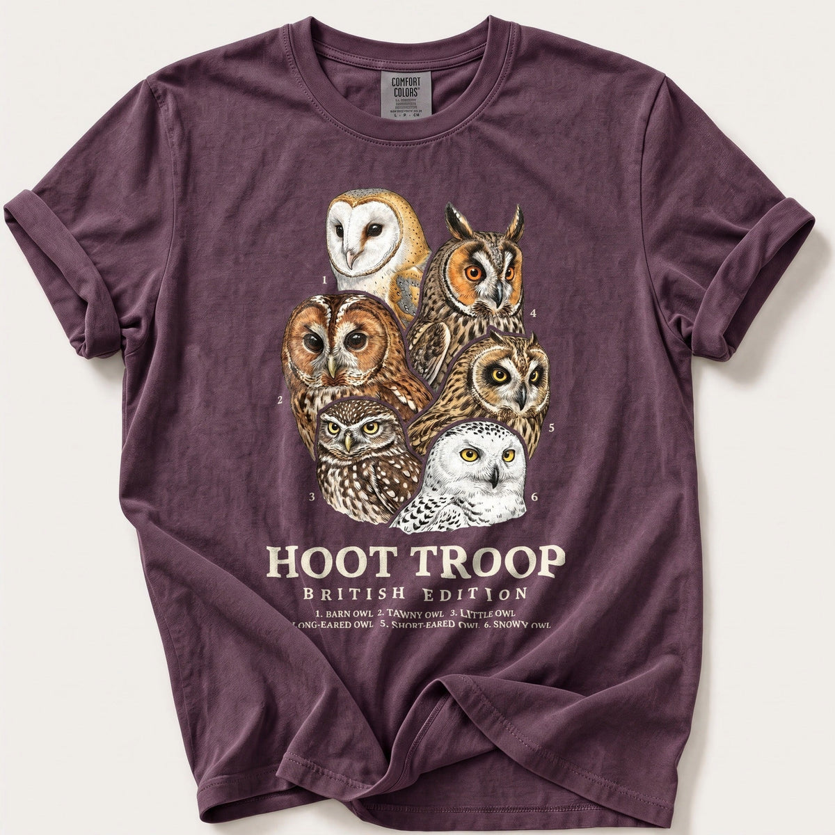 British Hoot Troop — Berry Comfort Colors tee