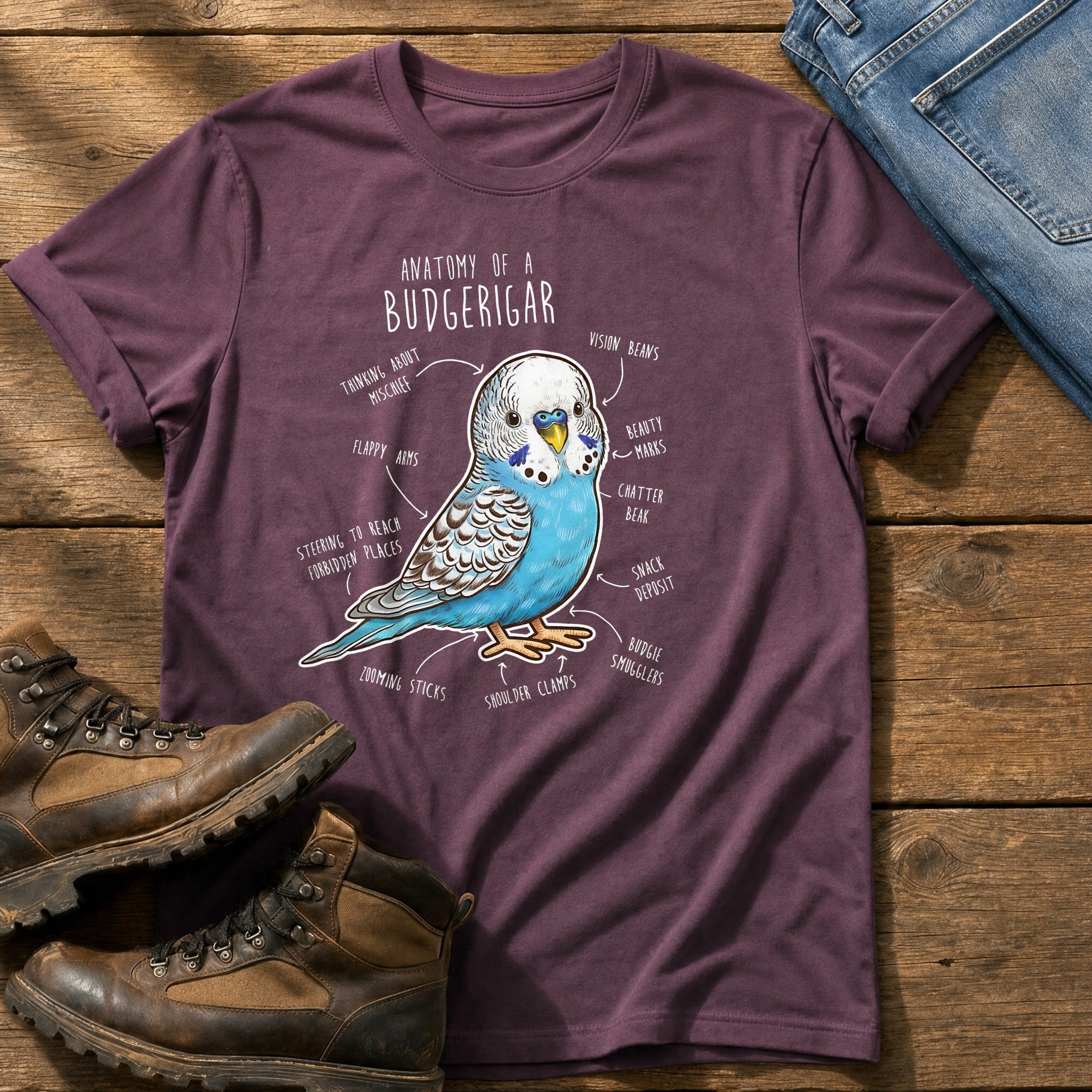 Budgie Anatomy cute — Berry Comfort Colors tee