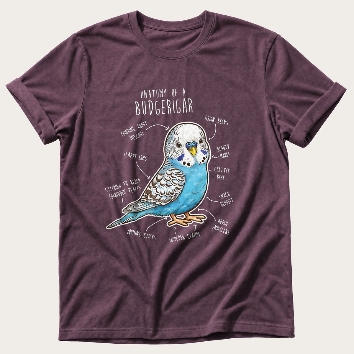 Budgie Anatomy cute — Berry Comfort Colors tee