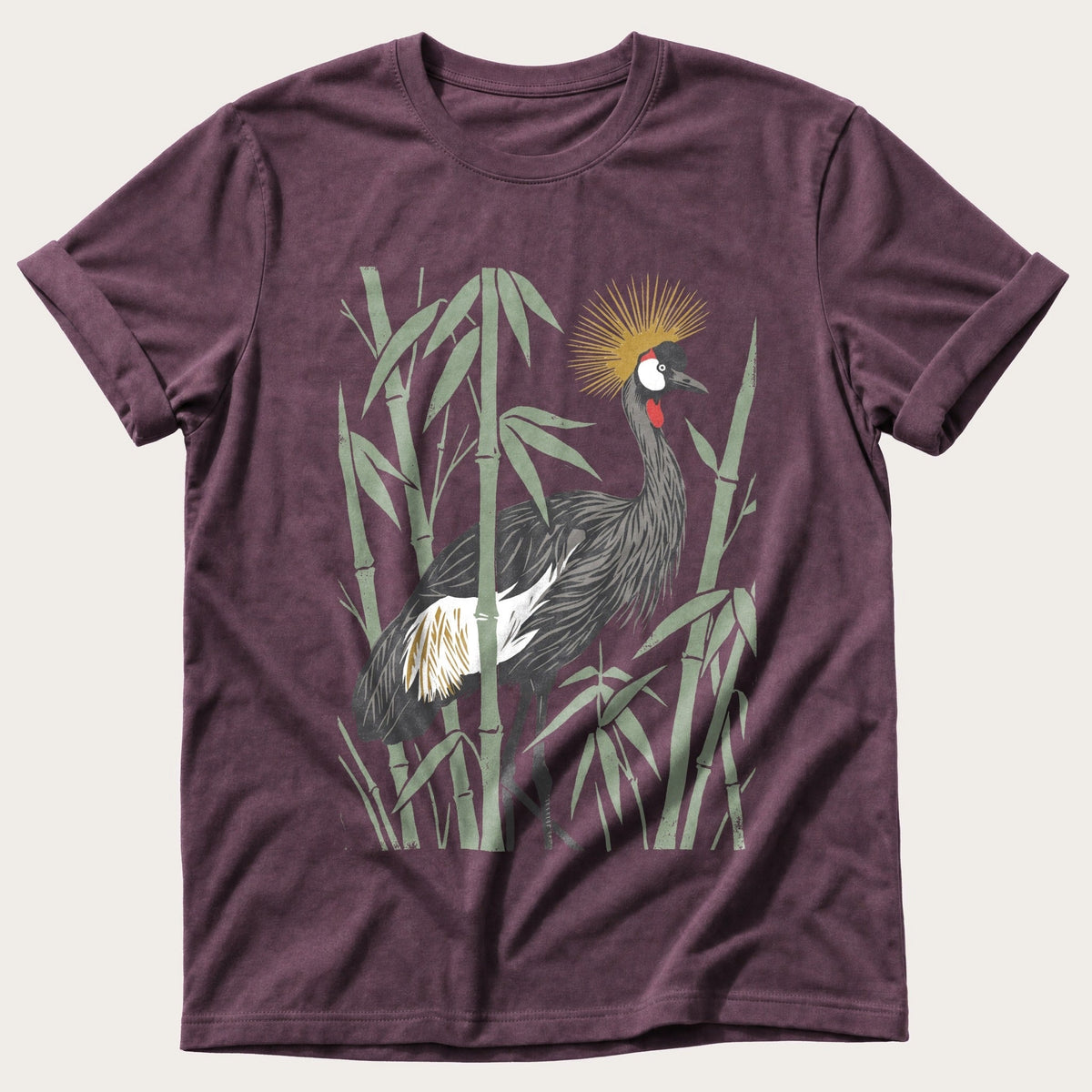 Crane In The Bamboo — Berry Comfort Colors tee