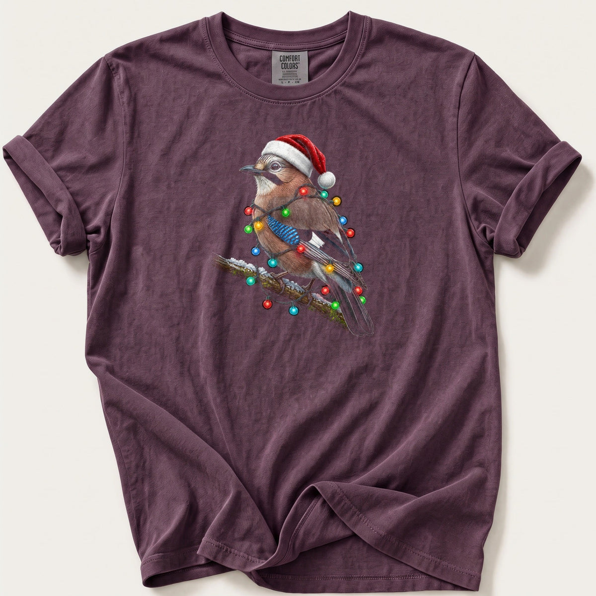 Fairy Light Jay — Berry Comfort Colors tee