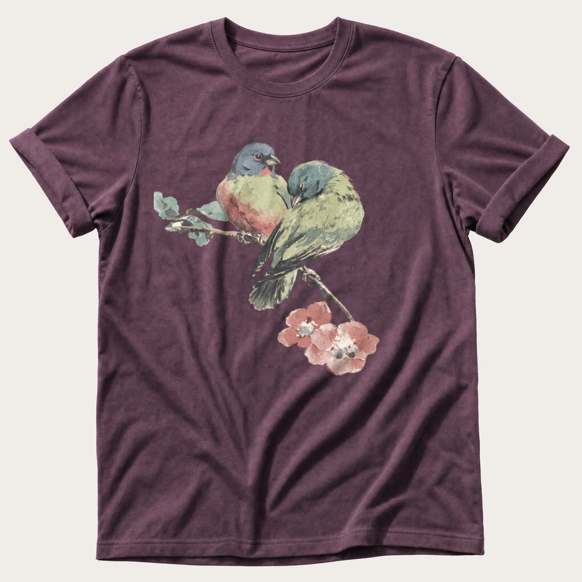 Finches On A Branch — Berry Comfort Colors tee
