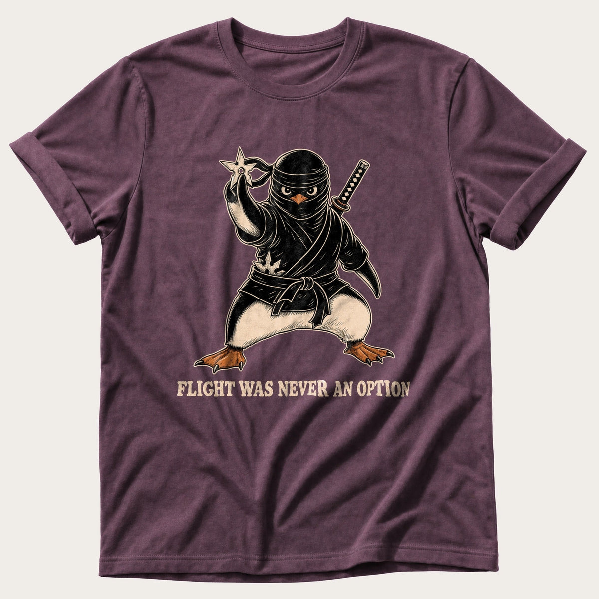 Flight Was Never An Option Ninja Penguin — Berry Comfort Colors tee