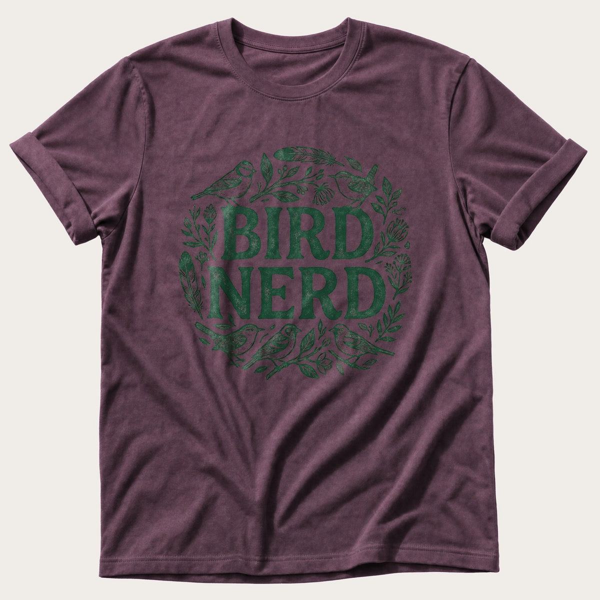 Floral Bird Nerd — Berry Comfort Colors tee