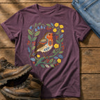 Folk Style Robin — Berry Comfort Colors tee