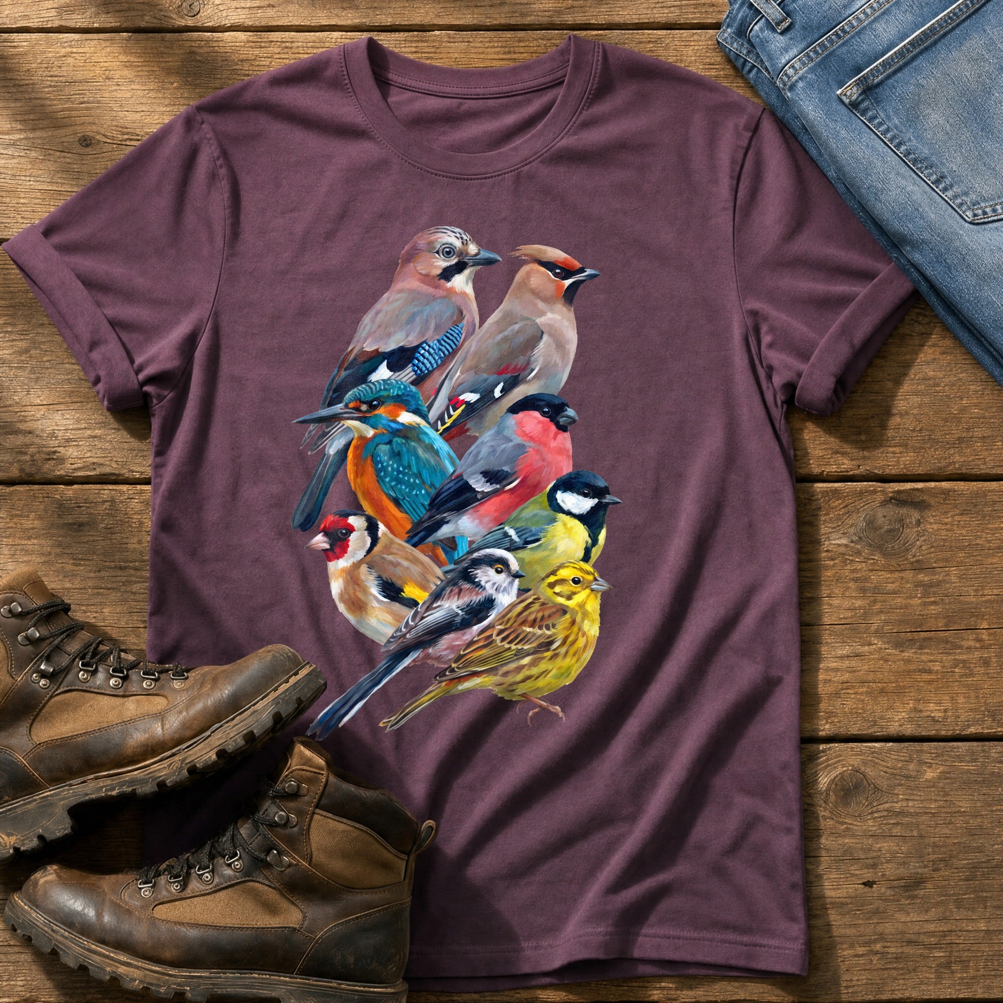 Garden Birds Of Britain — Berry Comfort Colors tee