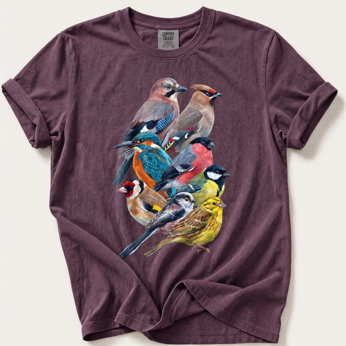 Garden Birds Of Britain — Berry Comfort Colors tee