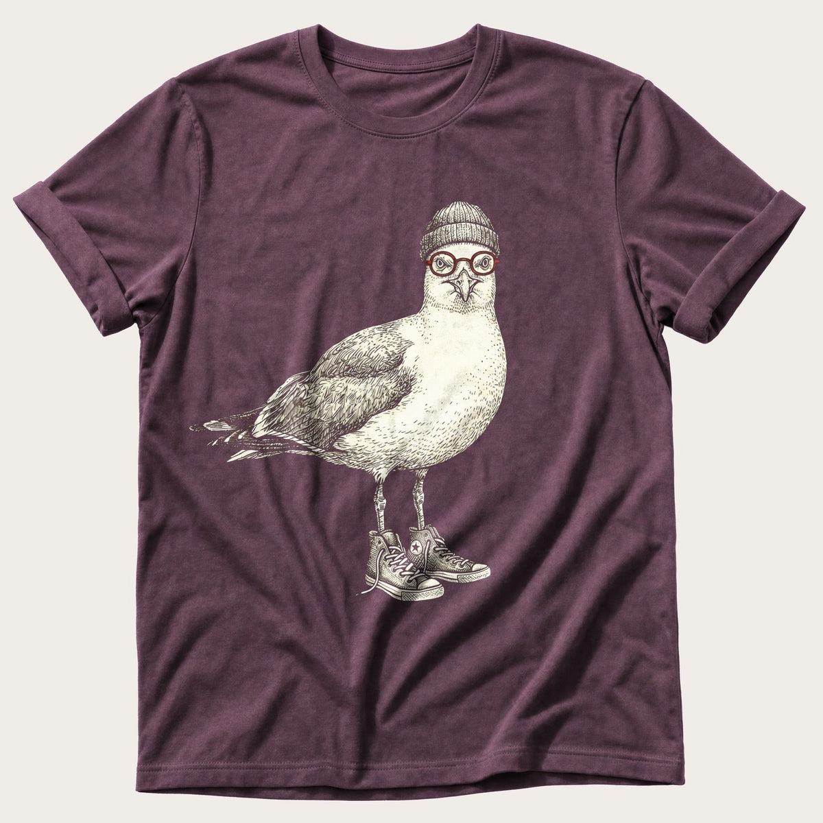 Hipster Seagull — Berry Comfort Colors tee