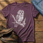 Mono Owl Print — Berry Comfort Colors tee