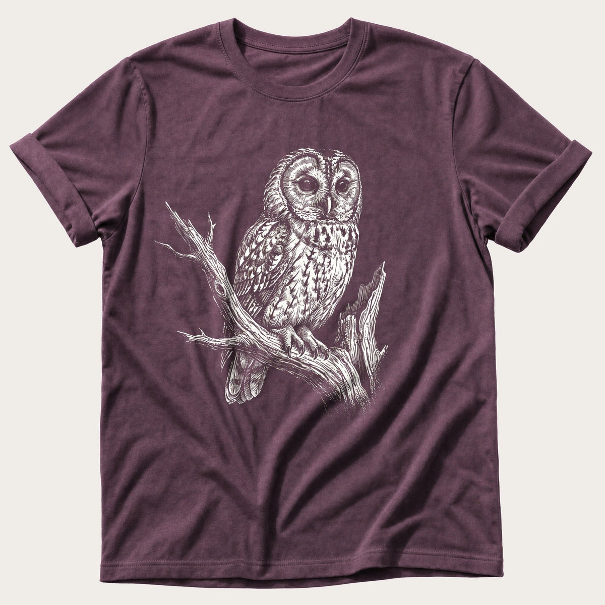 Mono Owl Print — Berry Comfort Colors tee