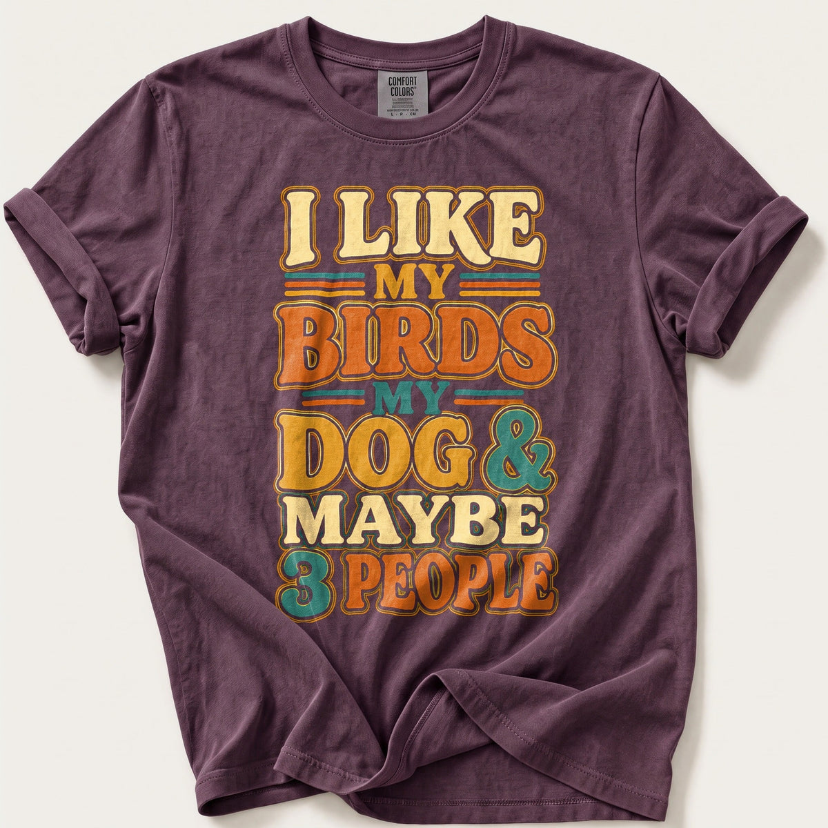 My Birds My Dog And Maybe 3 People — Berry Comfort Colors tee