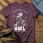 Night Rider Owl — Berry Comfort Colors tee