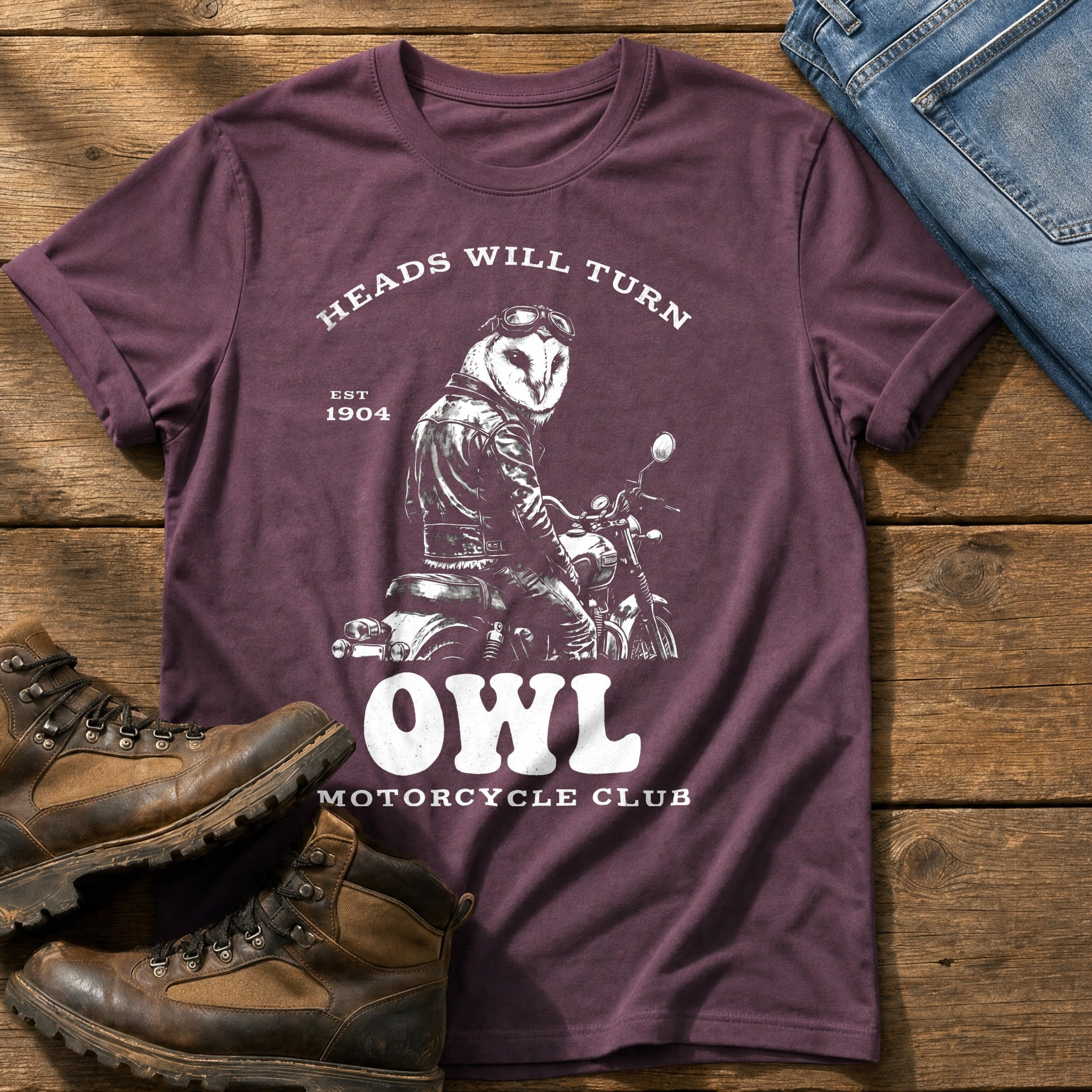 Night Rider Owl — Berry Comfort Colors tee