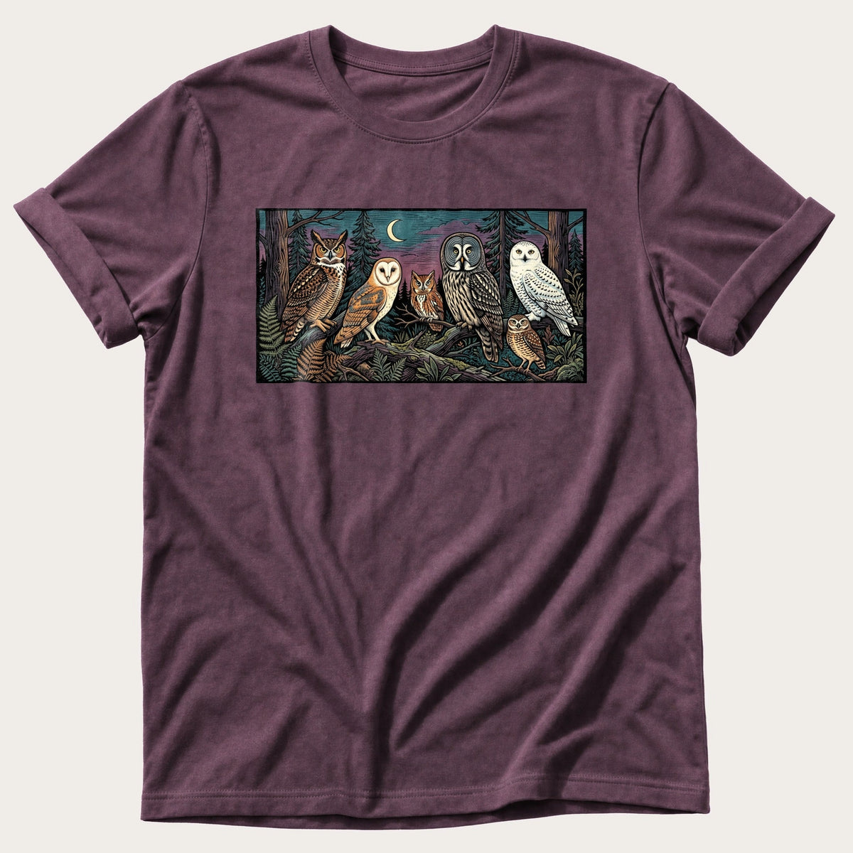 Owl species — Berry Comfort Colors tee