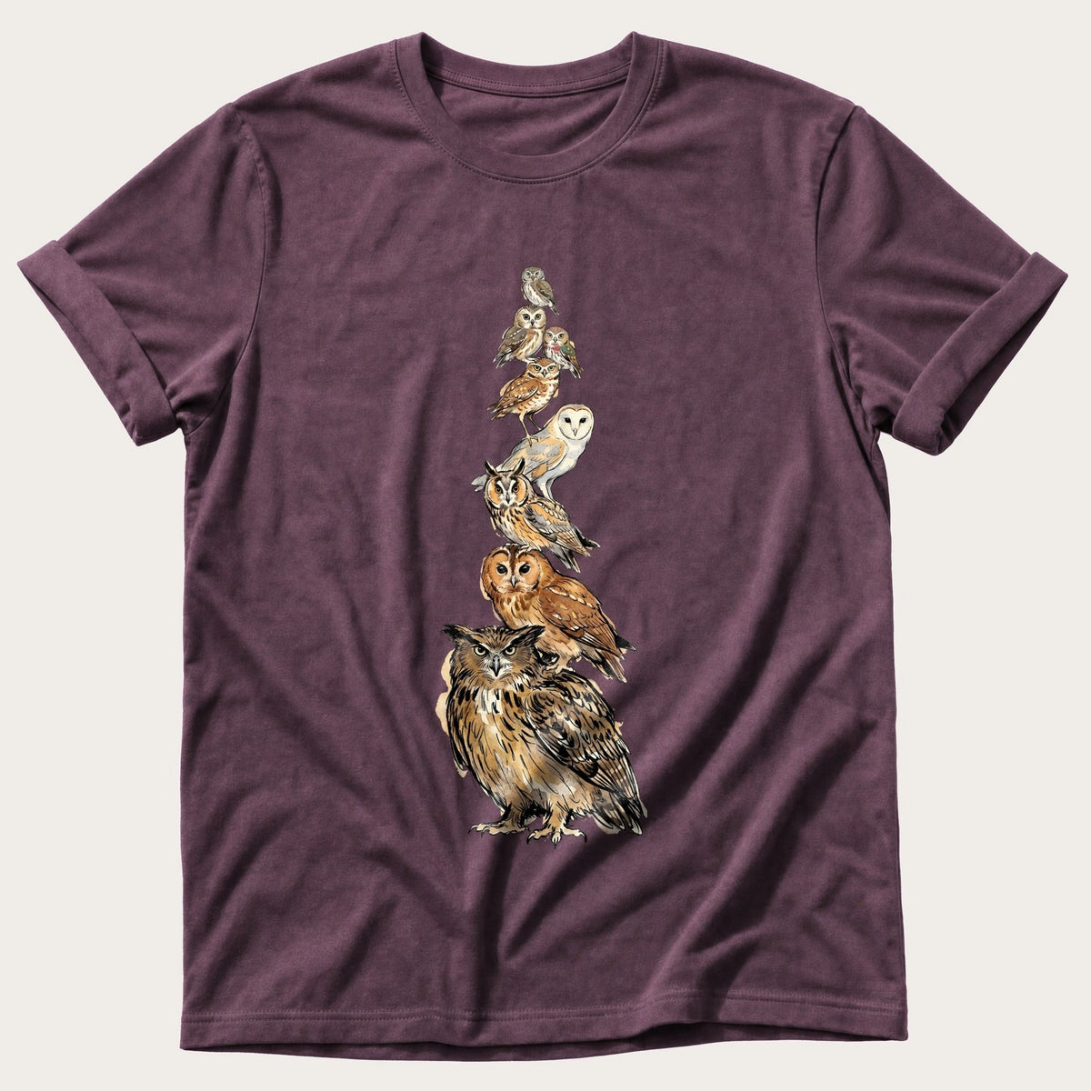 Owl Stack — Berry Comfort Colors tee