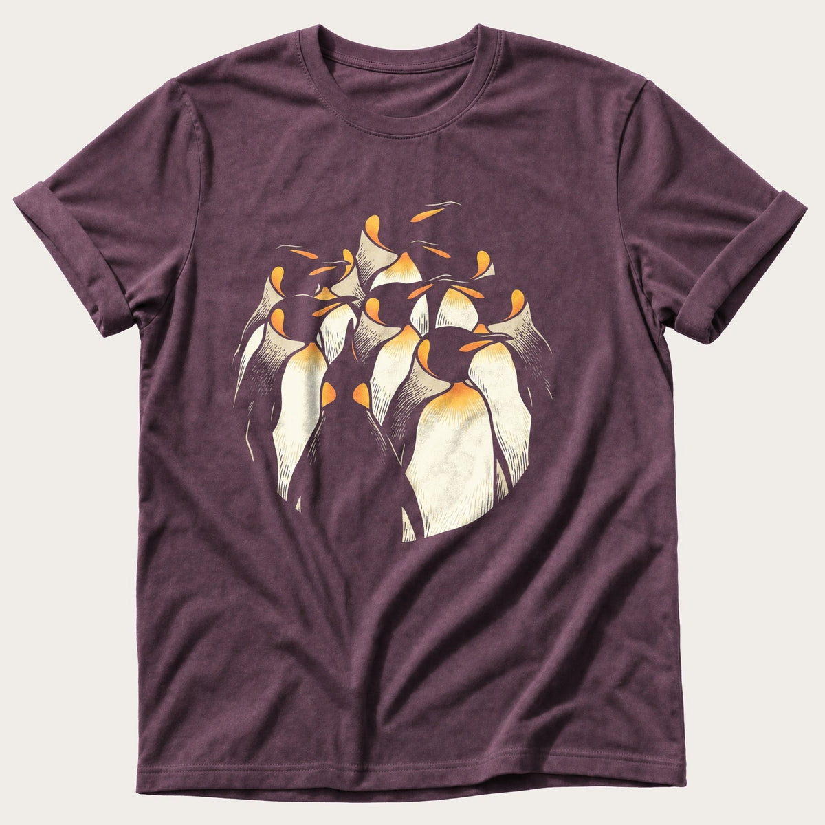 Penguin Crowd 1 — Berry Comfort Colors tee