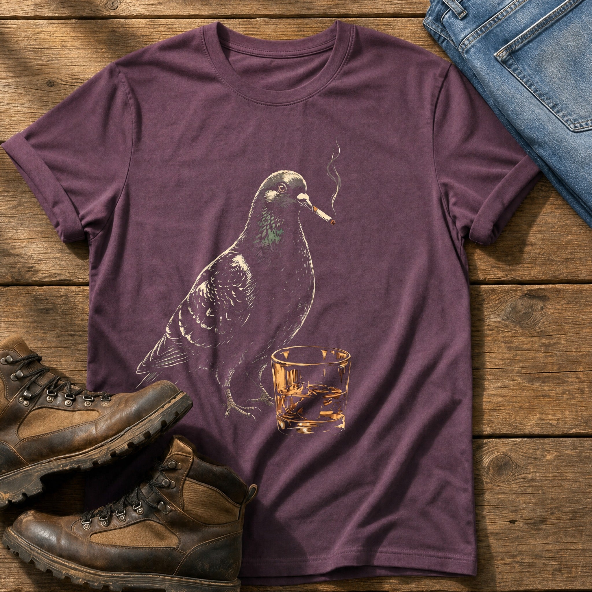 Pigeon On The Lash — Berry Comfort Colors tee