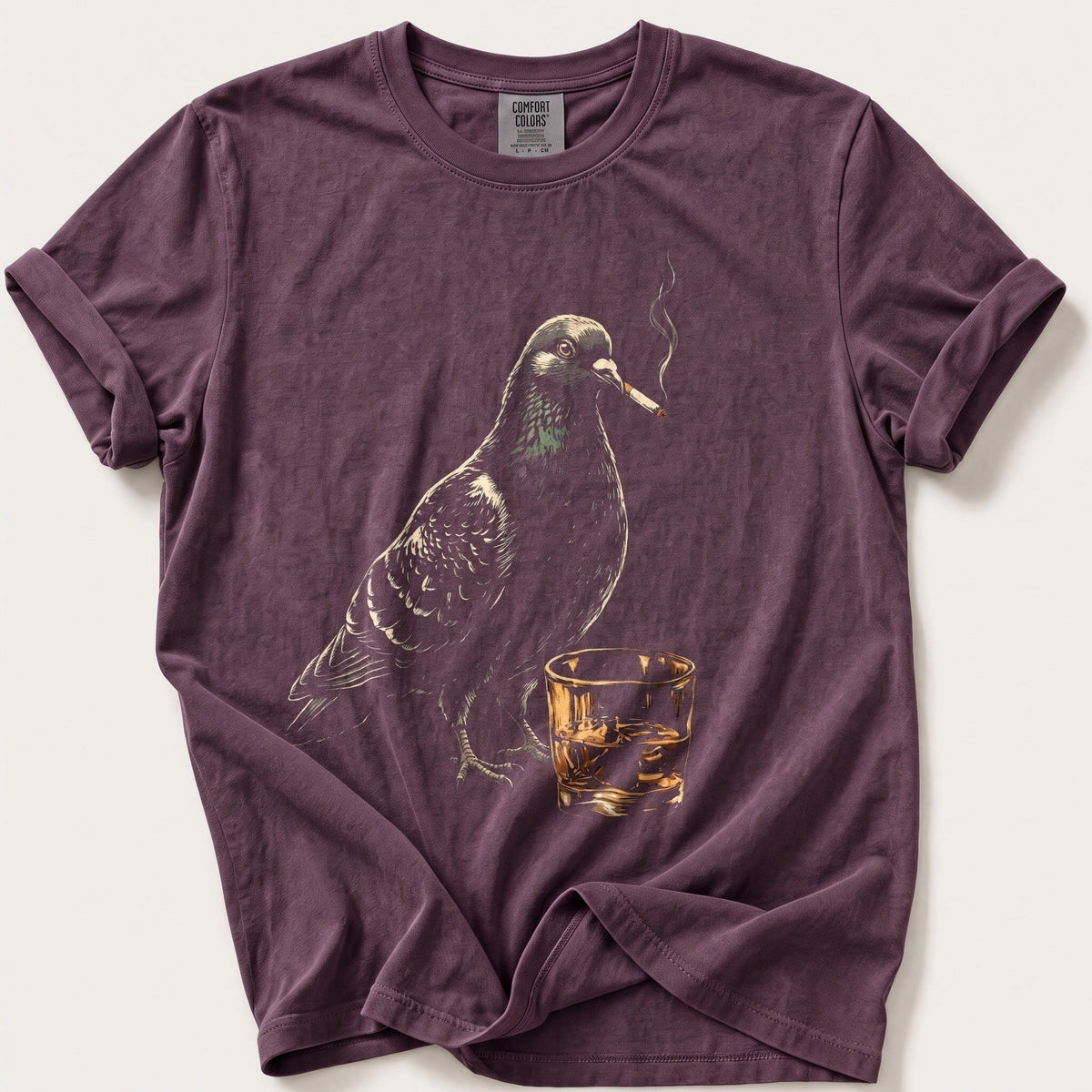 Pigeon On The Lash — Berry Comfort Colors tee