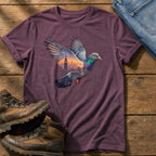 Pigeon Skyline — Berry Comfort Colors tee