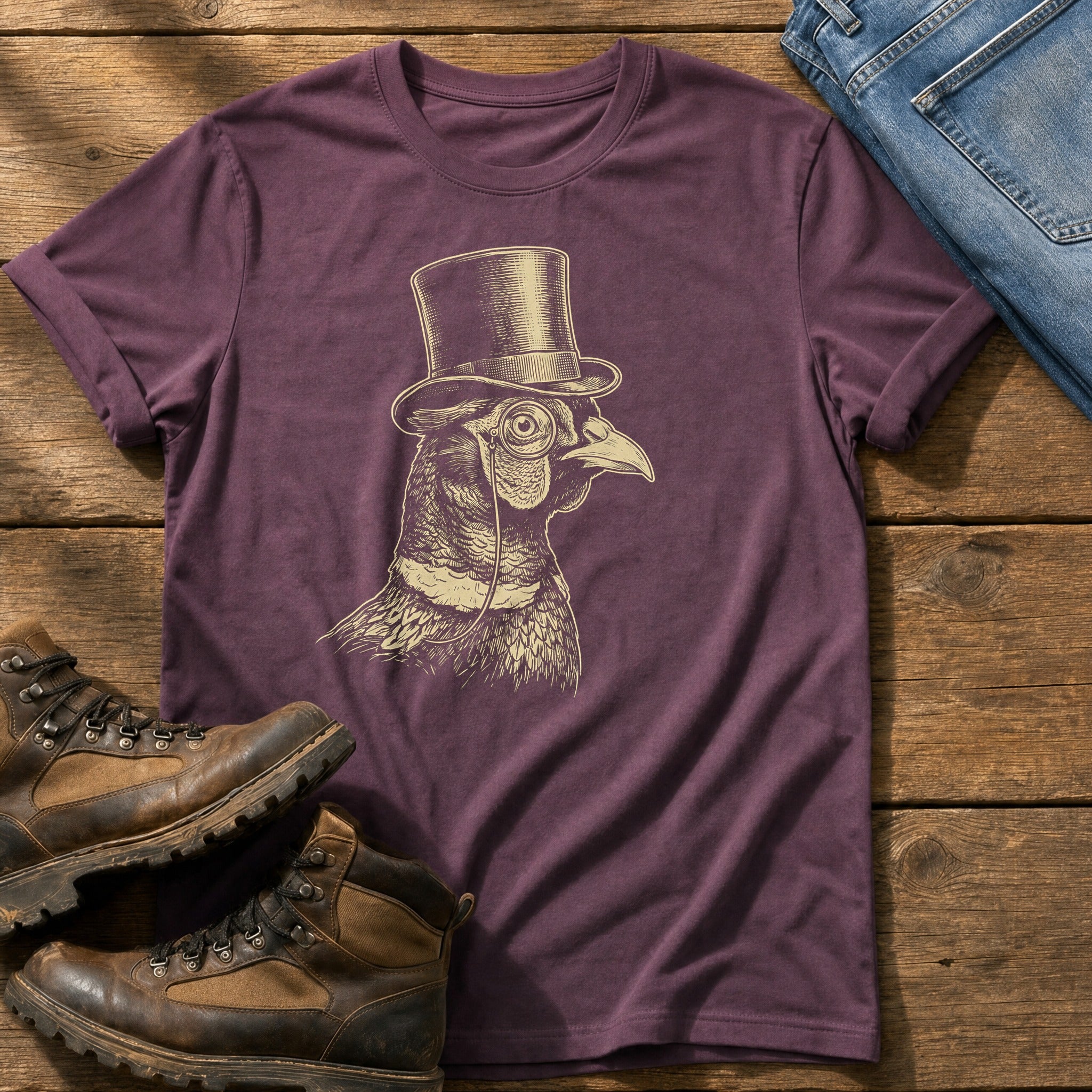 Posh Pheasant 8 — Berry Comfort Colors tee