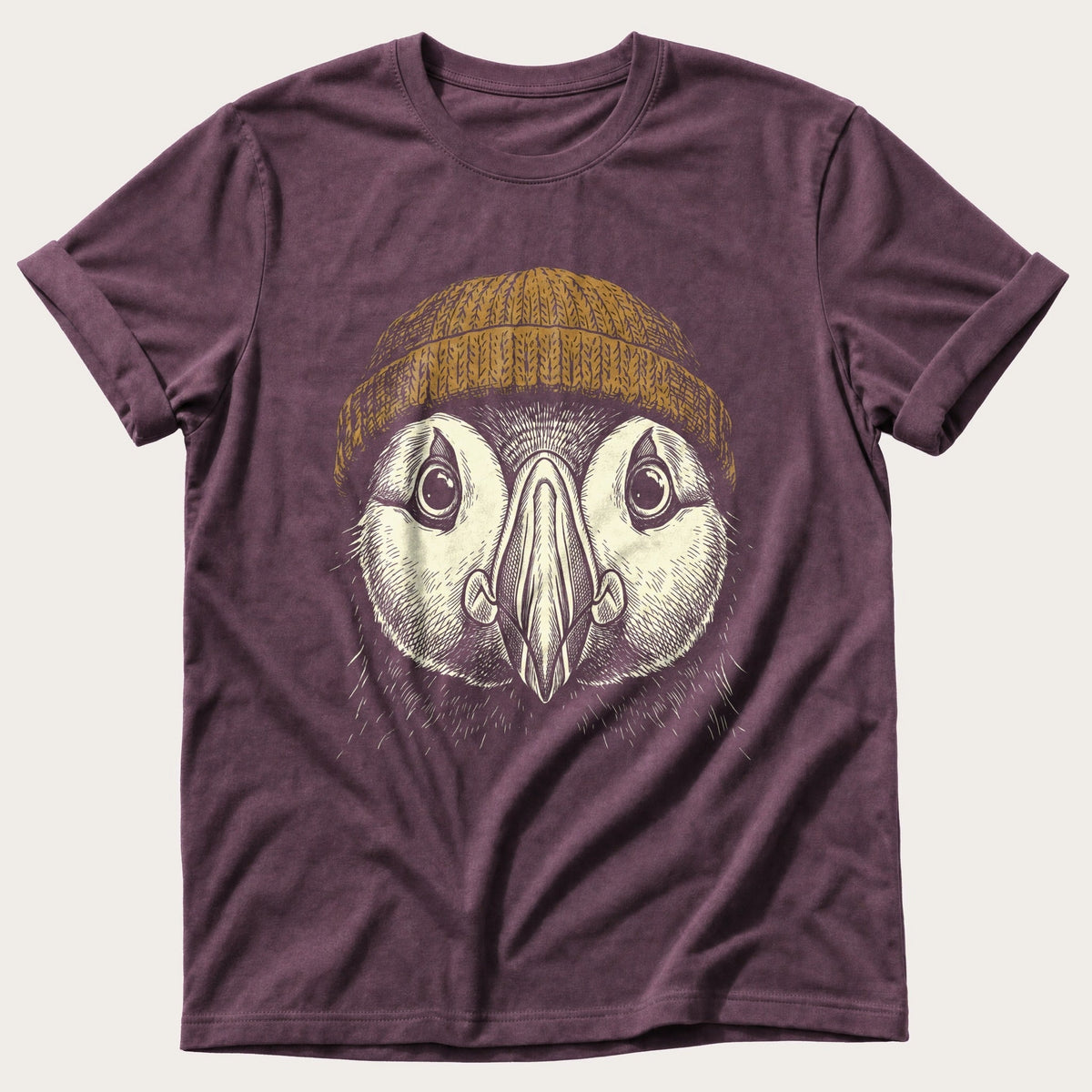 Puffin Beanie 12 — Berry Comfort Colors tee