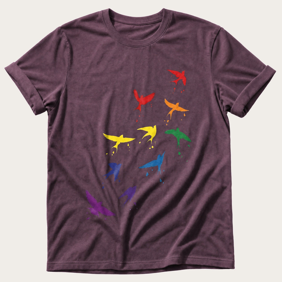 Rainbow birds — Berry Comfort Colors tee