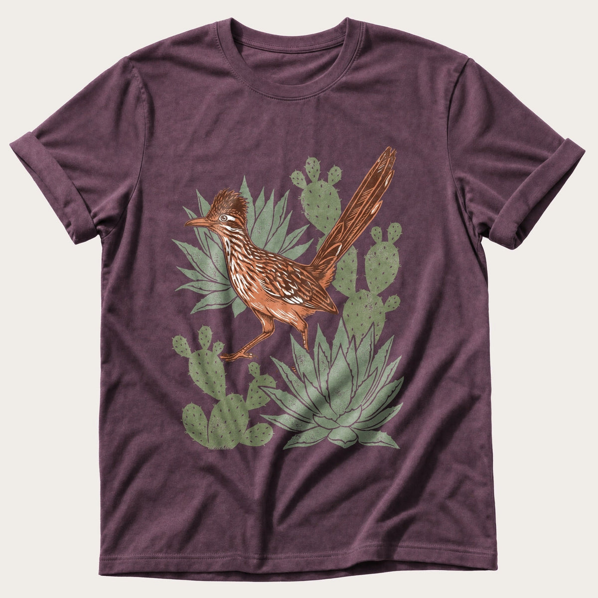 Roadrunner & Cactus — Berry Comfort Colors tee