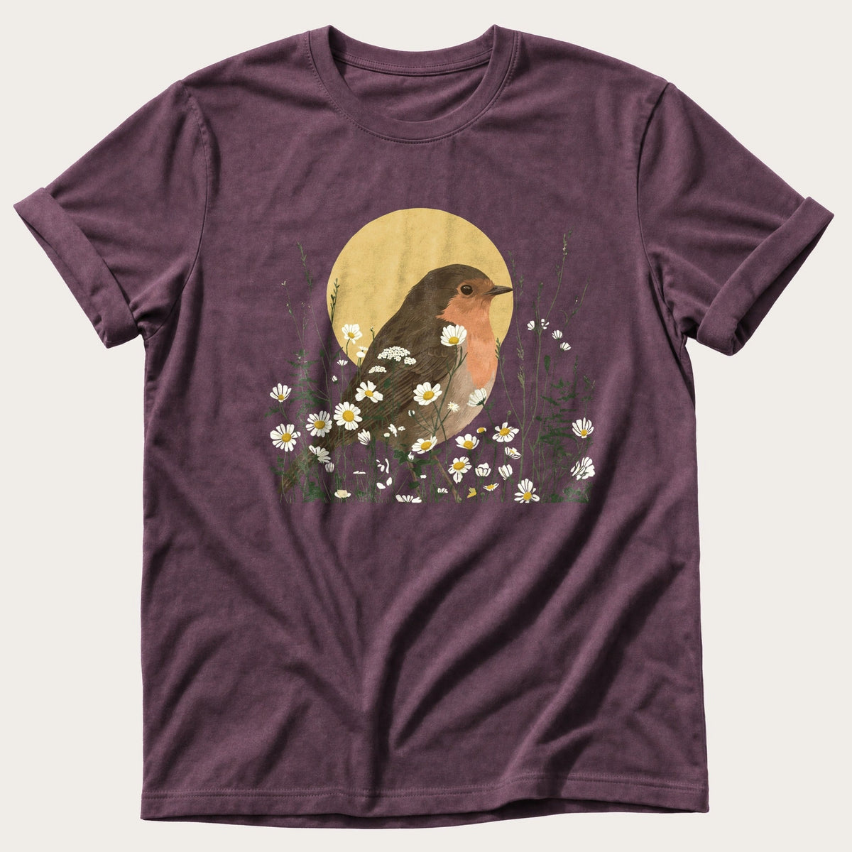 Robin Flower Bed — Berry Comfort Colors tee