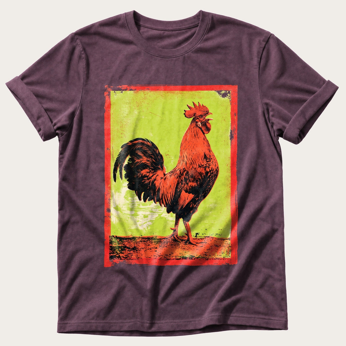 Rooster At Full Volume — Berry Comfort Colors tee