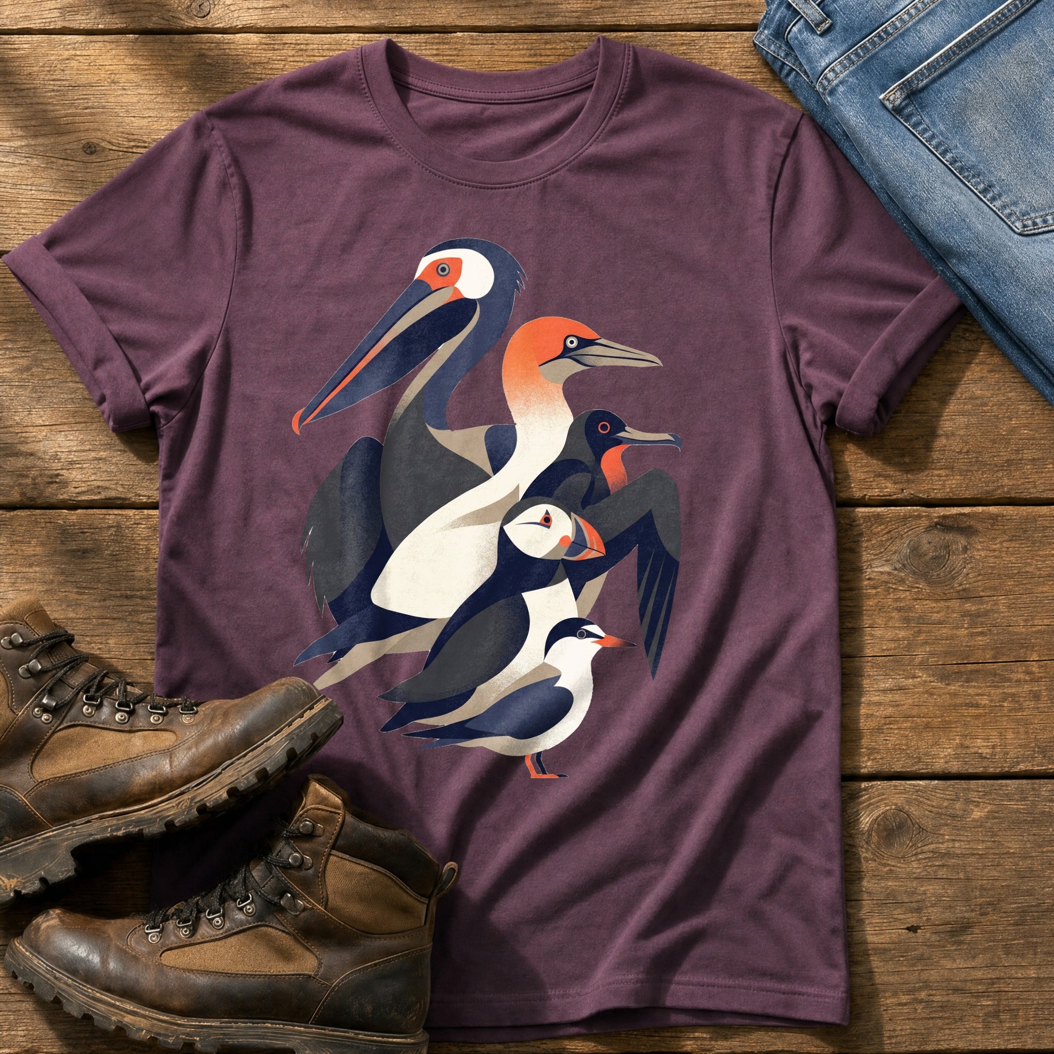 Seabird Breeds 55 — Berry Comfort Colors tee