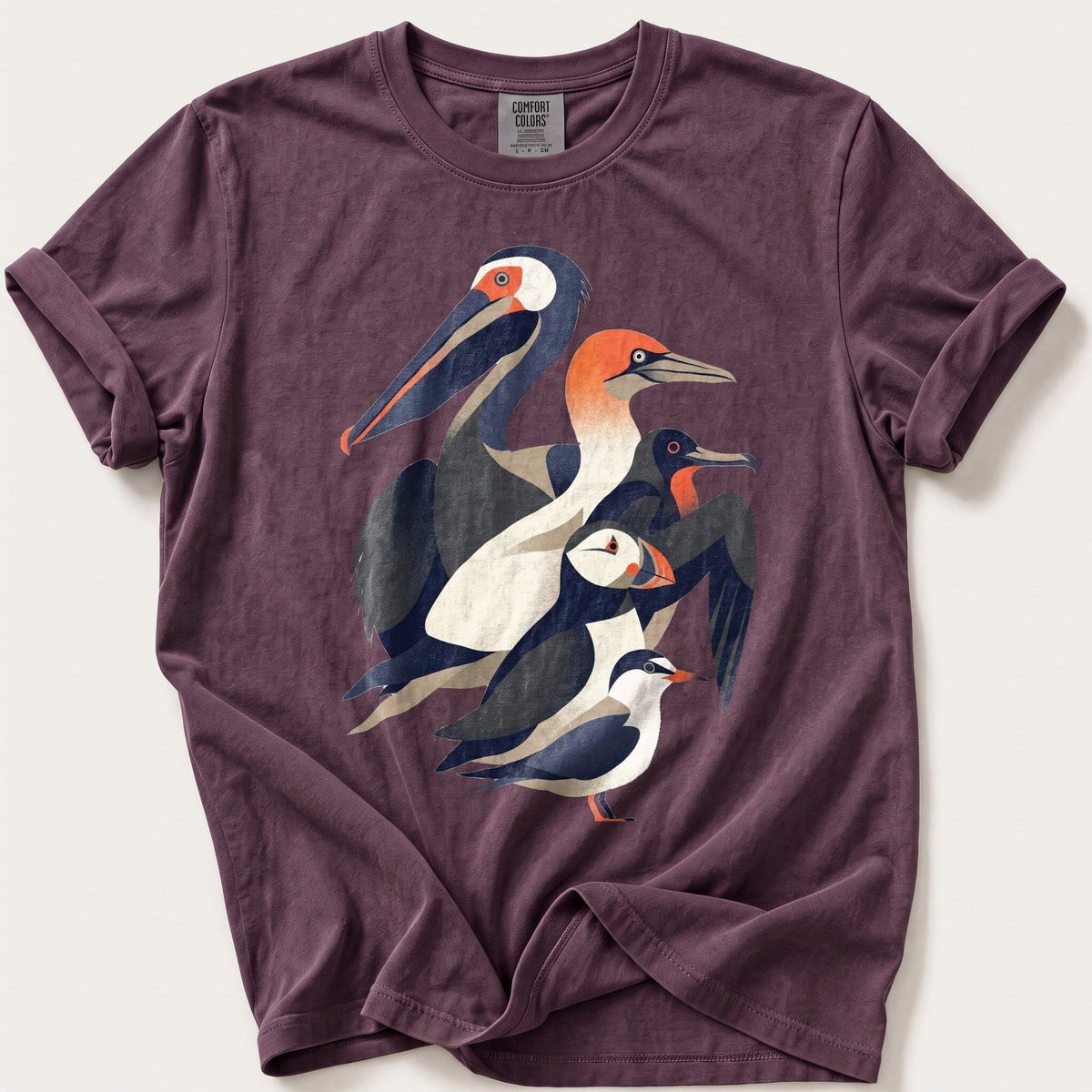 Seabird Breeds 55 — Berry Comfort Colors tee